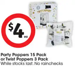 Coles Party poppers or twist poppers offer
