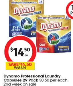 Coles Dynamo professional laundry capsules offer
