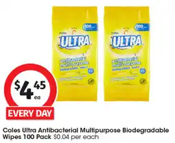 Coles Coles ultra antibacterial multipurpose biodegradable wipes 100 pack offer