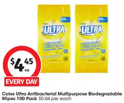 Coles Coles ultra antibacterial multipurpose biodegradable wipes offer