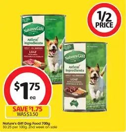 Coles Nature's gift dog food 700g offer