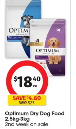 Coles Optimum dry dog food 2.5kg-3kg offer