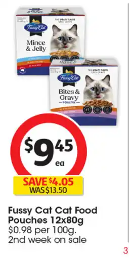 Coles Fussy cat cat food pouches 12x80g offer