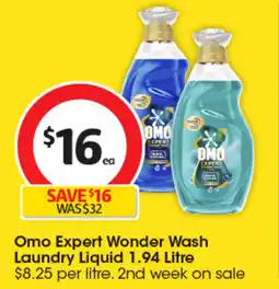 Coles Omo expert wonder wash laundry liquid offer