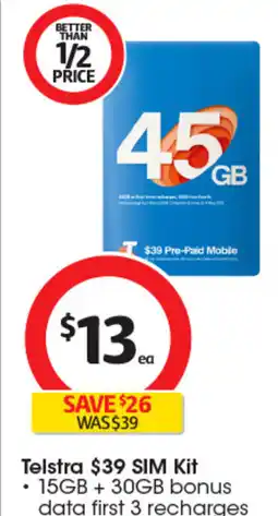 Coles Telstra $39 sim kit offer