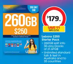 Coles Lebara $250 starter pack offer