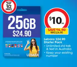 Coles Lebara $24.90 Starter Pack offer