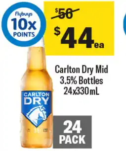 Coles Carlton dry mid 3.5% bottles 24x330ml offer