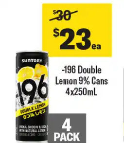 Coles -196 double lemon 9% cans 4x250ml offer