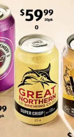 ALDI great northern super crisp lager 30 x 375ml available every day. offer