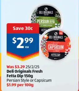 ALDI Deli originals fresh fetta dip 150g offer
