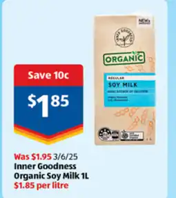 ALDI Inner goodness organic soy milk offer