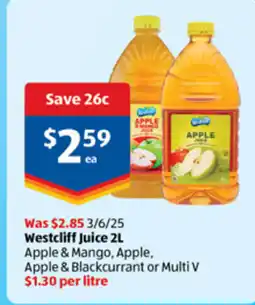 ALDI Westcliff juice 2l offer