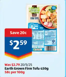 ALDI Earth grown firm tofu offer
