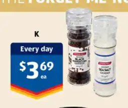 ALDI Stonemill black peppercorn grinder or lodised sea salt grinder offer