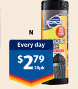 ALDI Power force handle tie garbage bags offer