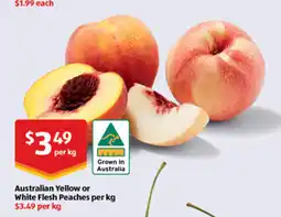 ALDI Australian yellow or white flesh peaches offer