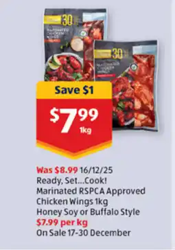 ALDI Ready, Set...Cook! Marinated RSPCA Approved Chicken Wings offer