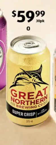 ALDI Great northern super crisp lager 30 x 375ml offer