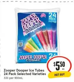 IGA Zooper dooper ice tubes 24 pack selected varieties offer
