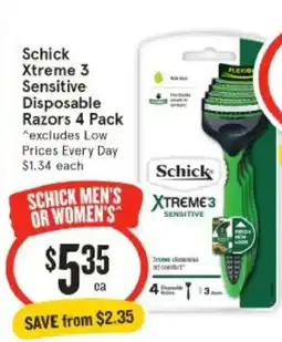 IGA Schick men's xtreme 3 sensitive disposable razors offer