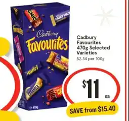 IGA Cadbury Favourites 470g Selected Varieties offer