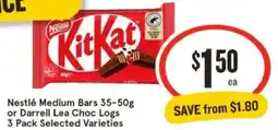 IGA Nestlé medium bars or darrell lea choc logs offer