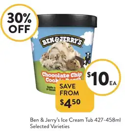 Foodworks Ben & Jerry's Ice Cream Tub offer