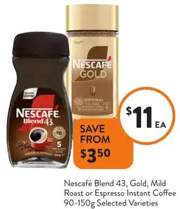 Foodworks Nescafé Blend 43, Gold, Mild Roast or Espresso Instant Coffee offer