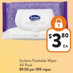 Foodworks Sorbent Flushable Wipes offer