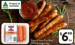 Foodworks Slape & sons thin beef bbq sausages offer