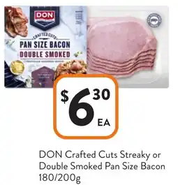 Foodworks DON Crafted Cuts Streaky or Double Smoked Pan Size Bacon offer