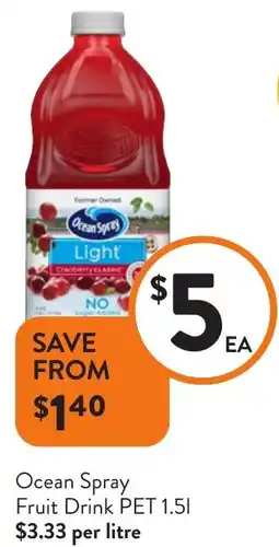 Foodworks Ocean spray fruit drink pet offer