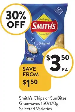 Foodworks Smith's Chips or SunBites Grainwaves offer