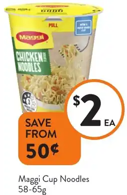 Foodworks Maggi Cup Noodles 58-65g offer