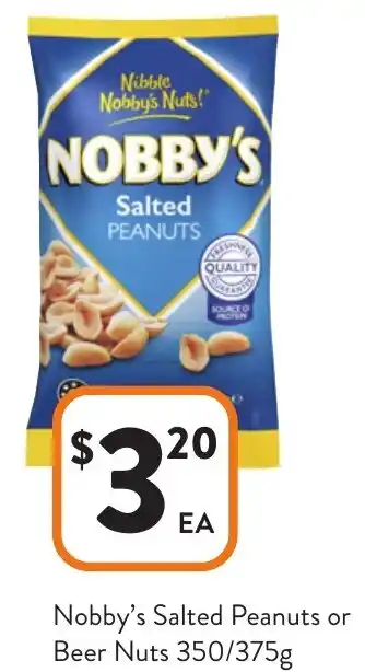 Foodworks Nobby's Salted Peanuts or Beer Nuts offer