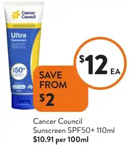 Foodworks Cancer council sunscreen spf50+ offer