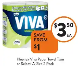 Foodworks Kleenex Viva Paper Towel Twin or Select-A-Size offer