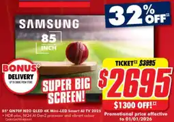 The Good Guys 85" qn70f neo qled 4k mini-led smart al tv 2025 offer
