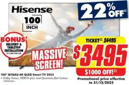 The Good Guys 100* q7qau 4k qled smart tv 2025 offer