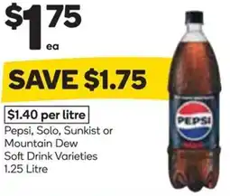 Woolworths Pepsi, Solo, Sunkist or Mountain Dew Soft Drink Varieties offer