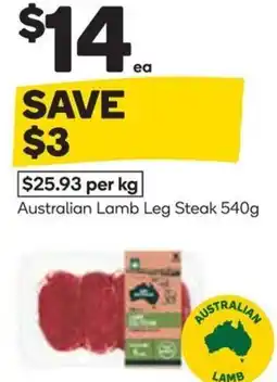 Woolworths Australian Lamb Leg Steak offer