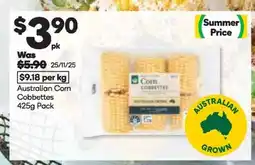 Woolworths Australian Corn Cobbettes offer