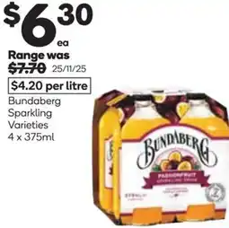 Woolworths Bundaberg Sparkling Varieties offer