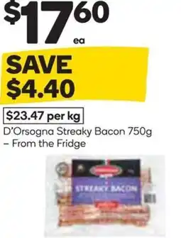 Woolworths D'Orsogna Streaky Bacon offer