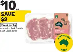 Woolworths Australian Pork Scotch Fillet Steak offer