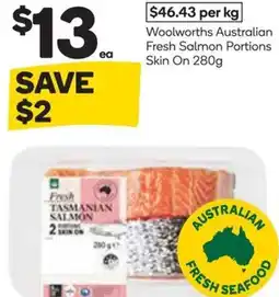 Woolworths Woolworths Australian Fresh Salmon Portions Skin On offer