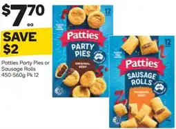 Woolworths Patties Party Pies or Sausage Rolls offer
