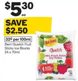Woolworths Berri Quelch Fruit Sticks Ice Blocks offer