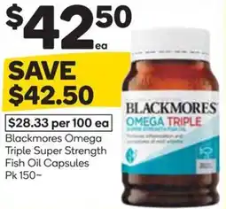 Woolworths Blackmores Omega Triple Super Strength Fish Oil Capsules offer